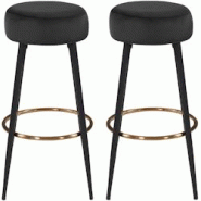Décoshop26 - Lot de 2 tabourets de bar en tissu velours noir cadre en métal avec repose-pieds TDB09217 - noir 3001074869606 Décoshop26 - Lot de 2 tabourets de bar en tissu velours noir cadre en métal avec repose-pieds TDB09217 - noir 3001074869606