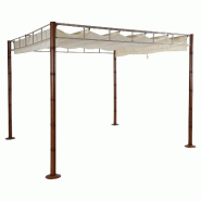 Décoshop26 - Pergola pavillon de jardin auvent de terrasse stable 7  cm structure métallique 3 x 3 m aspect bambou blanc crème 04_0008120 - métal