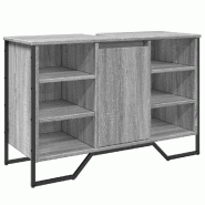 Helloshop26 - Armoire lavabo pour salle de bain moderne rangement ample 91 x 35 x 60 cm en bois d'ingénierie gris 02_0049581 - gris métal 3000235912
