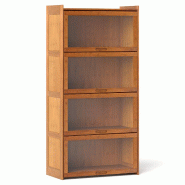 Helloshop26 - Bibliothèque 4 niveaux 69 x 34 x 140 cm espace de rangement ample portes rabattables design rustique en bambou marron 20_0018754 - 3000