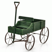Helloshop26 - Brouette décorative en bois 62 x 34 x 60 cm 2 compartiments pratiques style rustique en bois de sapin vert 20_0020142 - vert métal 300