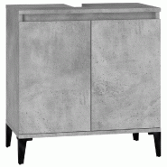 Helloshop26 - Meuble d'évier 58 x 33 x 60 cm bois d'ingénierie gris béton 02_0006836 - gris 3000370924637