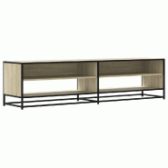 Helloshop26 - Meuble TV style industriel avec grand espace de rangement 180,5 x 40 x 46 cm en bois d'ingénierie chêne sonoma 02_0055618 - métal 300