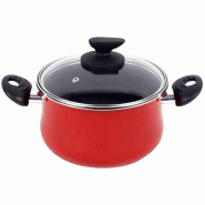 Magefesa Praga - Marmite 30 cm avec couvercle en verre en acier émaillé vitrifié compatible induction - rouge acier MG038 Magefesa Praga - Marmite 30 cm avec couvercle en verre en acier émaillé vitrifié compatible induction - rouge acier MG038