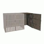 Mendler XL habillage de poubelle en WPC pour 1/2 personnes extension HWC-J28, box pour poubelles, métal aspect bois ~ brun - marron métal 75991+75992