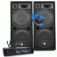 Pack Sono DJ BM SONIC Amplificateur 3000W, Haut-parleurs LSC215 2x2000W, Câbles Speakon, Sonorisation PRO CLUB BAR FETES LED - 3666638037060