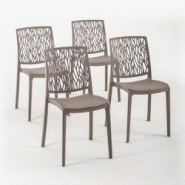 RATTATAN Set 4 Chaises en polypropylène avec fibre de verre empilables pour extérieur et jardin, bar et restaurant, cuisine design moderne - LISA - RATTATAN Set 4 Chaises en polypropylène avec fibre de verre empilables pour extérieur et jardin, bar et restaurant, cuisine design moderne - LISA -
