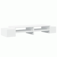 Support de moniteur table meuble bureau avec rangement bois d'ingénierie blanc 02_0044922 - blanc Bois massif 3000220379297
