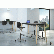 Table haute NIL avec repose pieds - Mobel Linea - 160, Acacia clair_0