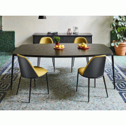 Table de réunion tonneau - plateau placage bois, pied métal - Lea Midj - L190 P115 et L220 P120 - H75 - 8 finitions de pieds, 4 finitions de plateau - Garantie 3 ans