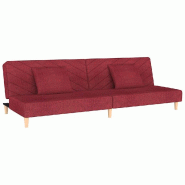 VidaXL Canapé-lit à 2 places avec deux oreillers rouge bordeaux tissu Modèle Mervélia - 375896 VidaXL Canapé-lit à 2 places avec deux oreillers rouge bordeaux tissu Modèle Mervélia - 375896