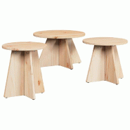 VidaXL Table basse 3 pcs Naturel Modèle Zenith Bois - 873538