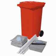 Conteneur mobile d'intervention pour tous liquides - Absorption 100 L - 50 feuilles, 5 boudins, 4 coussins Conteneur mobile d'intervention pour tous liquides - Absorption 100 L - 50 feuilles, 5 boudins, 4 coussins