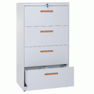 Décoshop26 - Armoire de bureau avec 4 tiroirs pour documents A4 132 x 76 x 46 cm sécurisée design épuré en acier gris 04_0011185 - gris acier 300_0