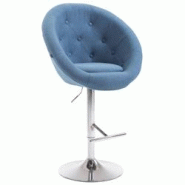 Décoshop26 - Tabouret de bar design moderne forme œuf capitonné avec repose-pieds en métal chromé tissu bleu TDB10332 - bleu 3000507769605 Décoshop26 - Tabouret de bar design moderne forme œuf capitonné avec repose-pieds en métal chromé tissu bleu TDB10332 - bleu 3000507769605