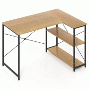Helloshop26 - Bureau d'ordinateur en L gain de place 118 x 86 x 74 cm avec étagères réversibles design moderne en bois manufacturé 20_0010897 - m�