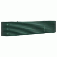 Helloshop26 - Jardinière surélevée moderne extérieur 400 x 80 x 81 cm durable design épuré en acier vert 02_0058902 - vert acier 3000240840456