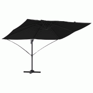 Helloshop26 - Parasol cantilever contemporain pivotable jardin 351 x 250 x 260 cm en polyester noir - noir aluminium 3000240737633