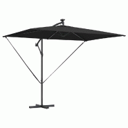 Helloshop26 - Parasol déporté ajustable 294 x 200 x 270 cm toucher moderne ambiance cosy en polyester noir 02_0058767 - noir aluminium 3000240761553_0