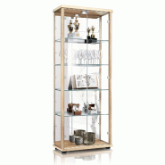 K-Möbel Armoire vitrine en verre 2 portes 176x67x33 cm Made in Germany avec miroir & serrure & LED Hêtre - beige Bois manufacturé C1084B