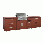 Oviala Business Oviala Cuisine d'extérieur 3 éléments avec barbecue en acier 96 x 284 x 66 cm brique - marron acier 115298