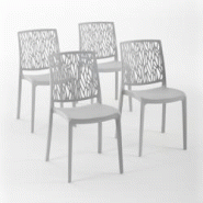 RATTATAN Set 4 Chaises en polypropylène avec fibre de verre empilables pour extérieur et jardin, bar et restaurant, cuisine design moderne - LISA - RATTATAN Set 4 Chaises en polypropylène avec fibre de verre empilables pour extérieur et jardin, bar et restaurant, cuisine design moderne - LISA -