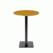 RestooTab - Mange-debout Milan T Ø50cm ocre maggese chants couleur laiton - marron fonte TB-MITFF-R50M-MAGG-LAI