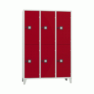 Vestiaire Roma 3 colonnes 2 cases gris / rouge