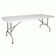 WellHome - Table pliante à structure métallique 180 x 75 x 74 cm - blanc multi-matériau WH13210_0