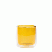 Zafferano No Bilia Set De 4 Verres Double Paroi Tumbler Borosilicate Double Paroi Transparent Et Jaune Or Design Contemporain Élégant Haute Résista