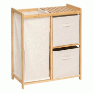 5FIVE - Étagère Tidy Box avec 1 panier à linge et 2 paniers de rangement en bambou beige 66x33,3x78,5cm - marron JJ6187