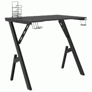 Bureau de jeu avec pieds en forme de Y Noir 90x60x75 cm Modèle Atlas Office Pro Luna - 8720286566671