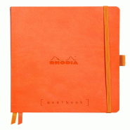 Carnet souple Goalbook Rhodiarama tangerine A5, 240p./120 feuilles ivoire 90 g/m², quadrillé 5x5 - orange 117774C