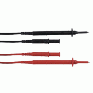 CHAUVIN ARNOUX - Jeu de 2 cordons PVC à pointe de touche - rouge et noir - Fiche mâle droite 4mm isolée - 15A - 1,5m - 1000V CAT IV
