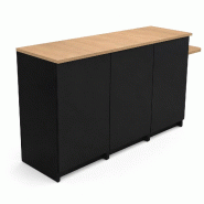 Comptoir caisse noir 1 poste 3 modules avec tablette PMR à gauche + tiroir ( LIVRÉ MONTÉ ) - noir Bois manufacturé 1005