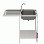 Évier en acier inoxydable avec dosseret, étagère inférieure, bac sur le côté droit | 850 x 1000 x 500 mm | Gasfrit - inox gfy066g