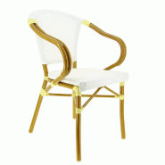 Fauteuil empilable d'extérieur en aluminium et textylène Biarritz coloris écru