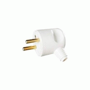 Fiche mâle 16 A 2P+T sortie latérale plastique blanc 43x36x46 mm L'EBENOID - blanc plastique 145894
