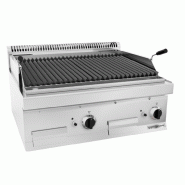 Grill à pierre de lave gaz 14 kW - acier inoxydable - allumage électrique - dimensions 800x700x425 mm Grill à pierre de lave gaz 14 kW - acier inoxydable - allumage électrique - dimensions 800x700x425 mm
