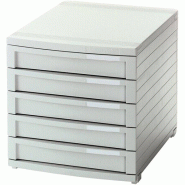 HAN Module de classement CONTUR, 5 tiroirs, en PS, coloris gris clair - 1505-11