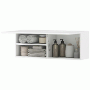 Helloshop26 - Armoire murale salle de bain 80 x 25 x 30 cm rangement optimisé ouverture douce moderne en panneau de particules blanc 21_0002733 - ver