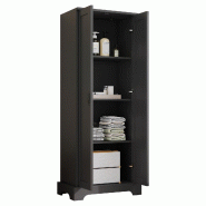 Merax armoire haute polyvalente 56.0 x 40.0 x 170.0 cm, noir, avec rangements et tablettes reglables - noir Bois manufacturé N877P423578B