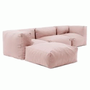 Oviala Business Canapé d'angle modulable 4 places rose poudré - rose polyester 115034 Oviala Business Canapé d'angle modulable 4 places rose poudré - rose polyester 115034