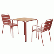 Oviala Business Table de jardin bistrot métal et polywood 70 cm et 2 fauteuils argile - rose acier 115204