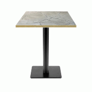 RestooTab - Table Milan T 60x60cm décor marbre venato chants couleur laiton - blanc fonte TB-MIT-6060M-MB.VENA-LAI