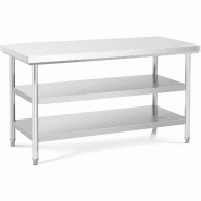 Royal Catering - Royal Catering Table De Travail En Inox Plan Cuisine Pro Professionnel Préparation Boucher Acier Inoxydable RCWT-150X70-3L-E (600 -