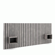 SKRAUT HOME Tête de lit, 258x107x3 cm, Lit de 150,160,180 cm, Panneaux Muraux, Ciment - gris Bois manufacturé 472_1
