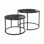 WellHome - Lot de 2 tables d’appoint en métal Ø50/60cm en couleur noire - noir métal WH16991