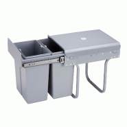 WellHome - Poubelles sous Évier avec fixation Inférieure pour Cuisine 2x10L, Extraction manuelle - gris WH13920