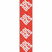 Affiche soldes 20x86 cm rouge - Papier rouge et blanc